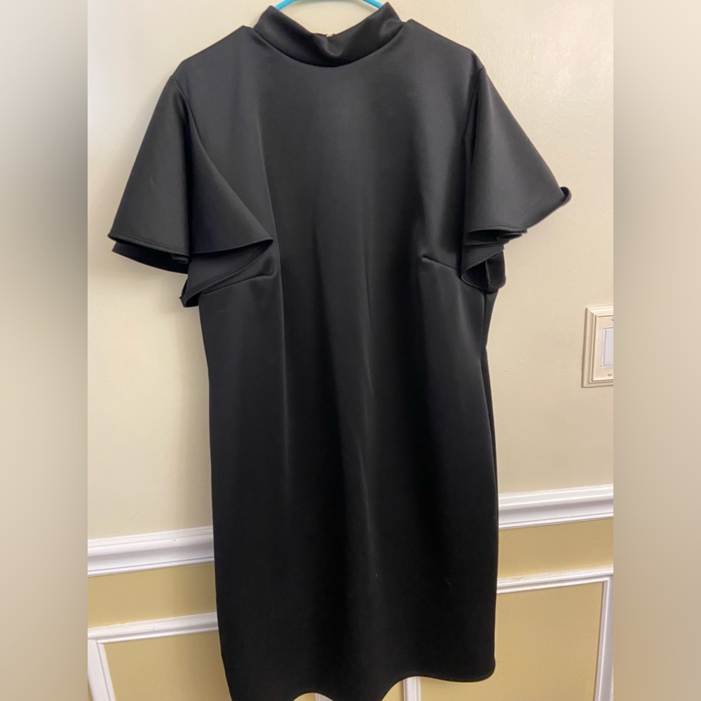Ashley Stewart nwt Plus size 22-24 Black Midi dress w/ zipper down back.